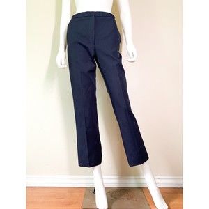 Bottega Veneta Navy Blue Trouser Pants US 2 Straight Leg High Waist Pockets